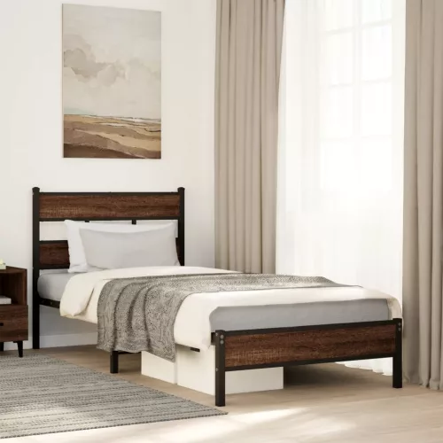 barna tölgy színű szerelt fa ágykeret matrac nélkül 80x200 cm
