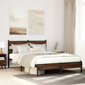   vidaXL barna tölgy színű szerelt fa ágykeret matrac nélkül 137x190 cm