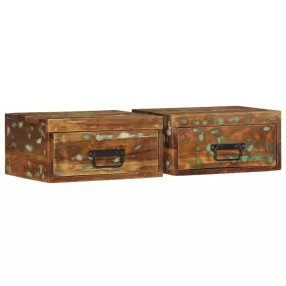   2 db tömör újrahasznosított falra szerelhető éjjeliszekrény