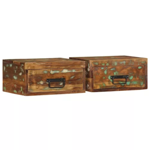 2 db tömör újrahasznosított falra szerelhető éjjeliszekrény