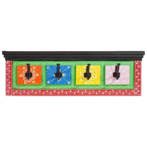 Falra akasztható kabátakasztó 4 akasztóval 80x25x2 cm Szilárd fa Mangó és MDF