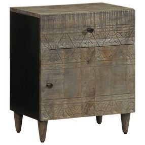   világosszürke tömör mangófa éjjeliszekrény 50x33x60 cm