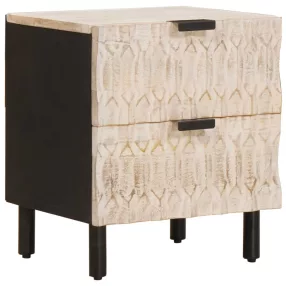   Éjjeliszekrény fiókkal Fehér 40 x 33 x 46 cm Tömör Mangófát