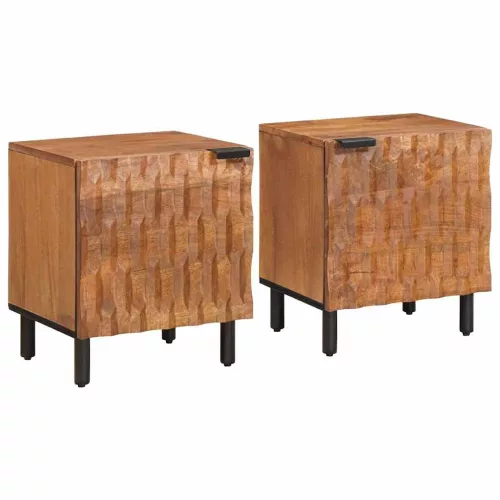 Éjjeliszekrény 2 pcs Barna 40 x 33,5 x 46 cm Tömör Mangófát