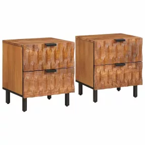   Éjjeliszekrény 2 pcs Barna 40 x 33 x 46 cm Tömör Mangófát