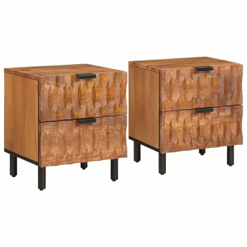 Éjjeliszekrény 2 pcs Barna 40 x 33 x 46 cm Tömör Mangófát