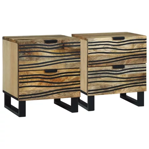 Éjjeliszekrény fiókkal 2 pcs Barna 40 x 33 x 46 cm Tömör akácfa