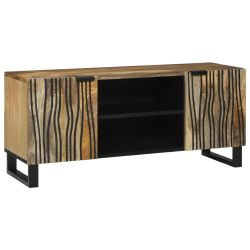 TV szekrény, 105x33.5x46 cm, natúr tömör mangófából és mérnöki fából.