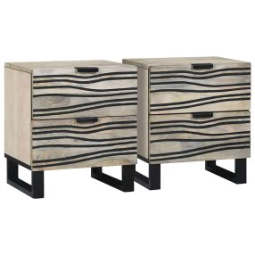   Éjjeliszekrény fiókkal 2 pcs Fehér és fekete 40 x 33 x 46 cm
