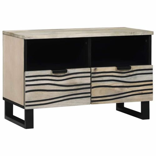 TV Szekrény fiókkal Fehér 70 x 33 x 46 cm tömör mangófa