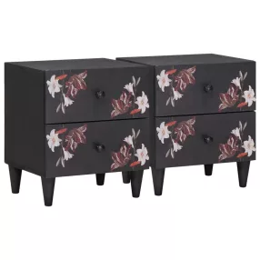   Éjjeli asztal 2 pcs Barna 40 x 33,5 x 46 cm Tömör Mangófát