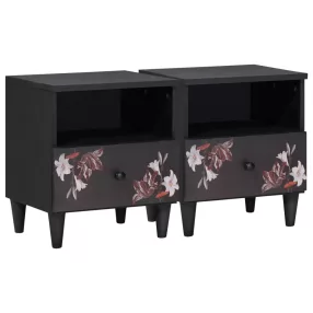   Éjjeli asztal 2 pcs Barna 40 x 33 x 46 cm Tömör Mangófát