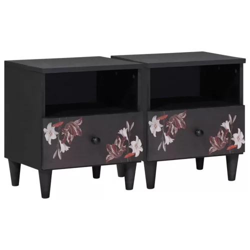 Éjjeli asztal 2 pcs Barna 40 x 33 x 46 cm Tömör Mangófát