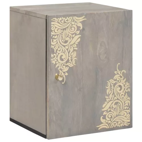 Fürdőszobai faliszekrény Szürke 38 x 33 x 48 cm Tömör mangófa