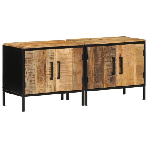 Éjjeli Szekrények 2 db 50x30x45 cm Tömör Fa Durva Mangó