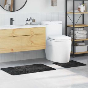   Csúszásmentes fürdőszőnyeg készlet 2 pcs Sötétszürke PP