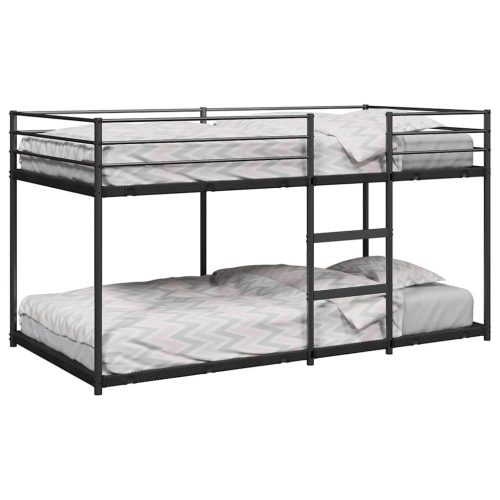 fekete acél emeletes ágy matrac nélkül 75 x 190 cm