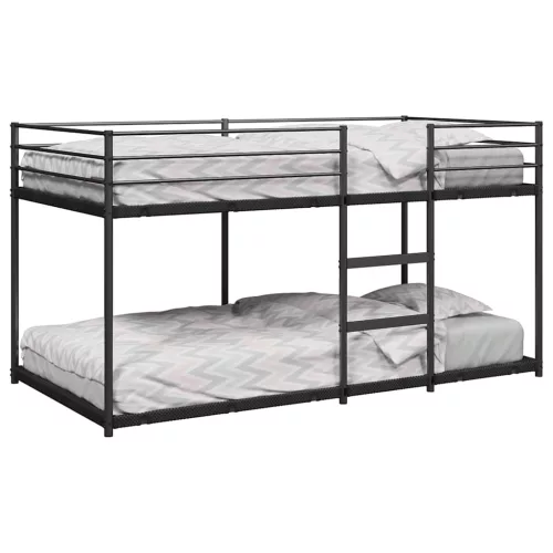 fekete acél emeletes ágy matrac nélkül 90 x 200 cm
