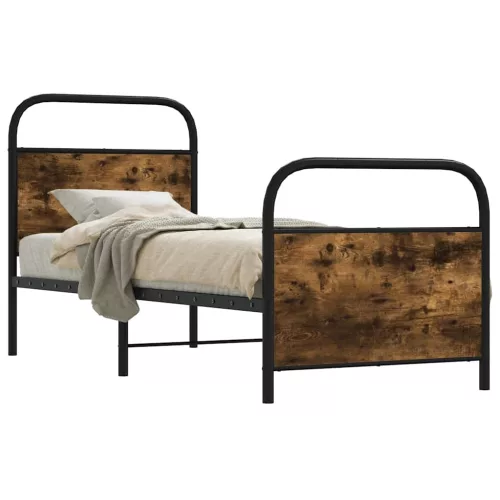 vidaXL Ágykeret matrac nélkül 75x190 cm gépesített fa füstölt tölgyfa