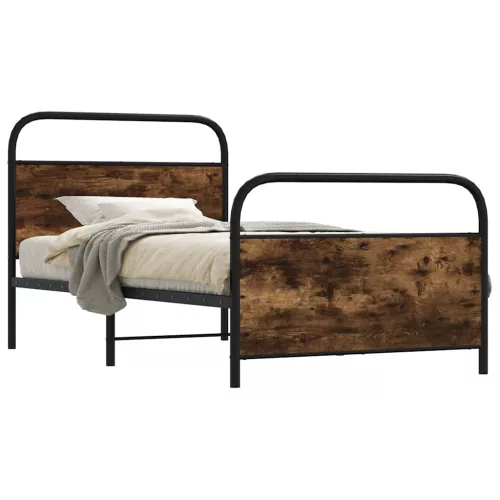 vidaXL ágykeret matrac nélkül 90x200 cm füstölt tölgy fűrészelt fa