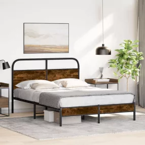   vidaXL ágykeret matrac nélkül 140x190 cm füstölt tölgy fűrészelt fa