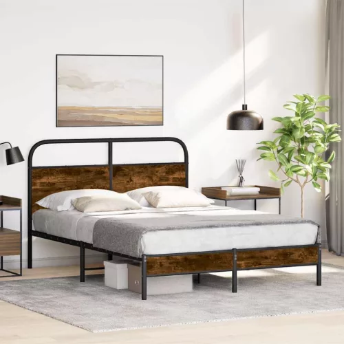 vidaXL ágykeret matrac nélkül 140x190 cm füstölt tölgy fűrészelt fa