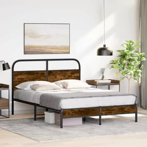 vidaXL ágykeret matrac nélkül 140x200 cm füstölt tölgy fűrészelt fa