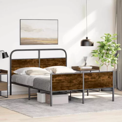 vidaXL ágykeret matrac nélkül 135x190 cm sonoma tölgyfa műfa