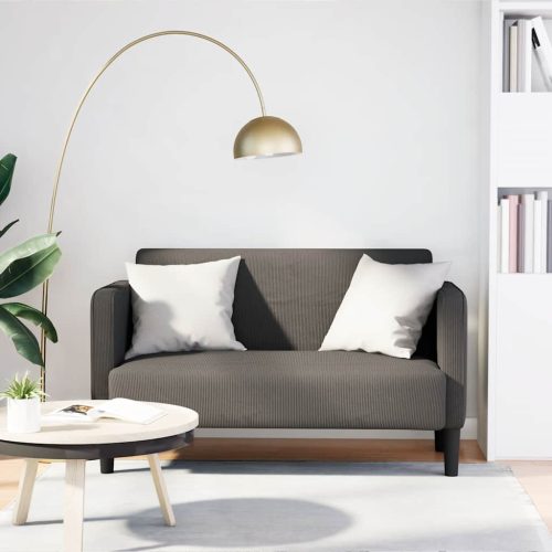 világosszürke kordbársony szövet loveseat kanapé 109 cm