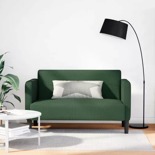 Sötét zöld kordbársony szövet loveseat kanapé 109 cm