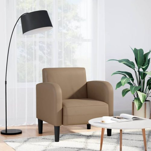 kávészínű műbőr kanapé szék karfával 54 cm