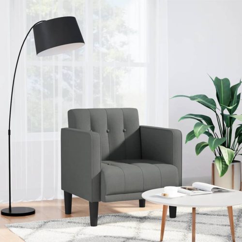 sötétszürke szövet kanapészék karfás szék 53 cm