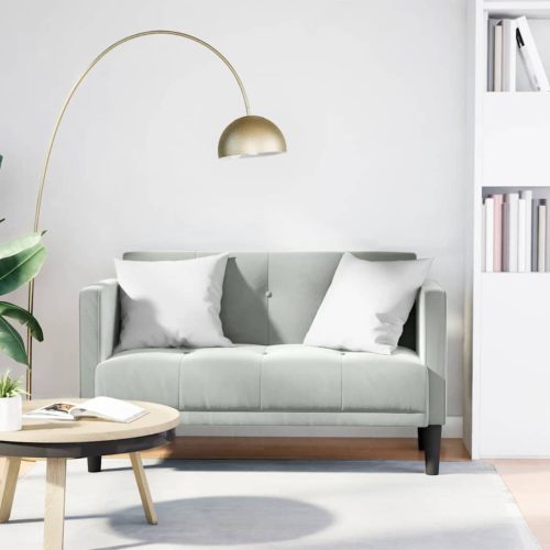 világosszürke bársony loveseat kanapé 111 cm