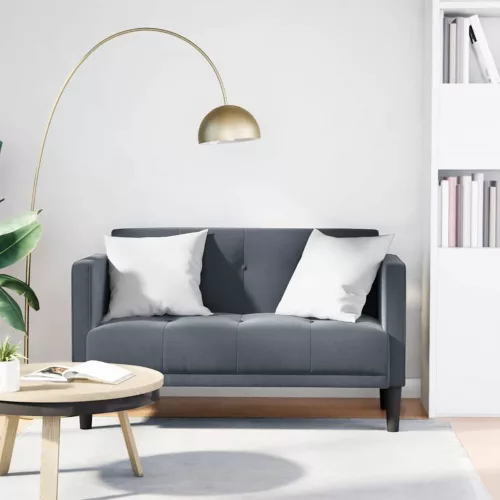 Sötétszürke bársony loveseat kanapé 111 cm