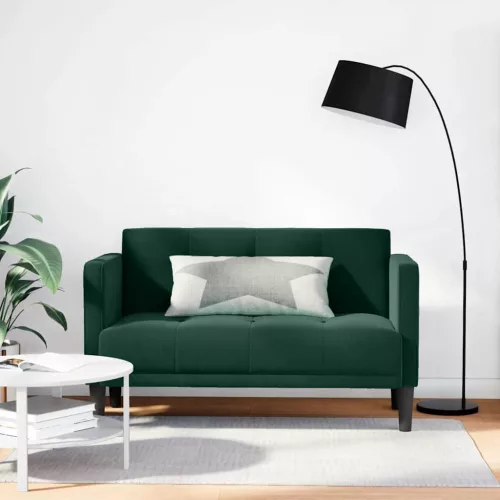 Sötétzöld bársony loveseat kanapé 111 cm
