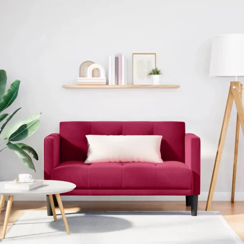 Bordó bársony loveseat kanapé 111 cm