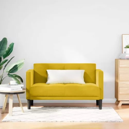 Sárga bársony loveseat kanapé 111 cm
