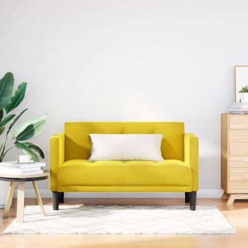 sárga bársony loveseat kanapé 111 cm