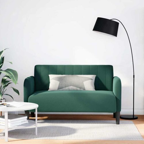 sötétzöld bársony loveseat kanapé 109 cm