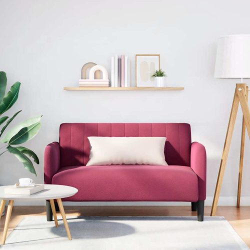 bordó bársony loveseat kanapé 109 cm
