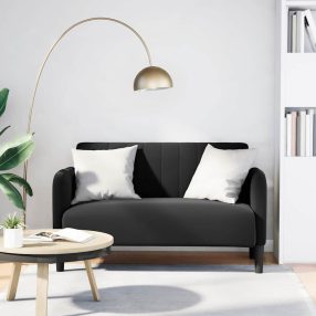 fekete bársony loveseat kanapé 109 cm