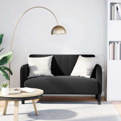 fekete bársony loveseat kanapé 109 cm