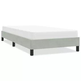 világosszürke bársony ágykeret matrac nélkül 90x210 cm