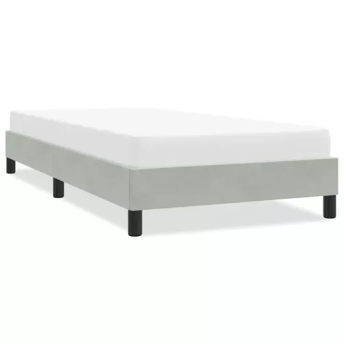 világosszürke bársony ágykeret matrac nélkül 90x210 cm