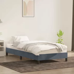 sötétszürke bársony ágykeret matrac nélkül 90x210 cm