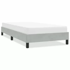   világosszürke bársony ágykeret matrac nélkül 100x210 cm