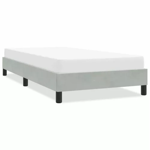 világosszürke bársony ágykeret matrac nélkül 100x210 cm