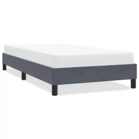 sötétszürke bársony ágykeret matrac nélkül 90x220 cm