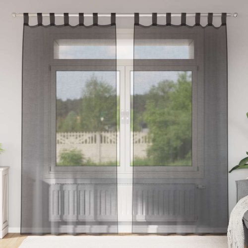 2 db fekete fátyolfüggönyök fülecske tetejével 140x260 cm