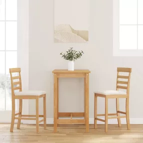 2 db természetes tömörfa gumiból bárszékek párnákkal